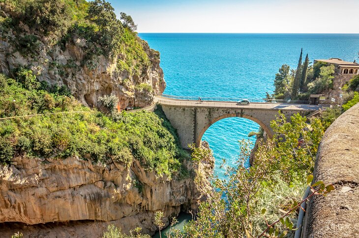 Crossing a bridge on the Amalfi Coast