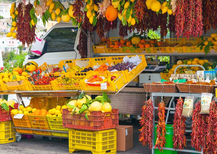 Fruit and vegetables for sale in Sorrento