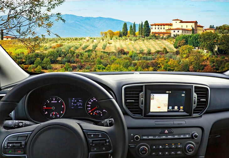 Driving through Tuscany