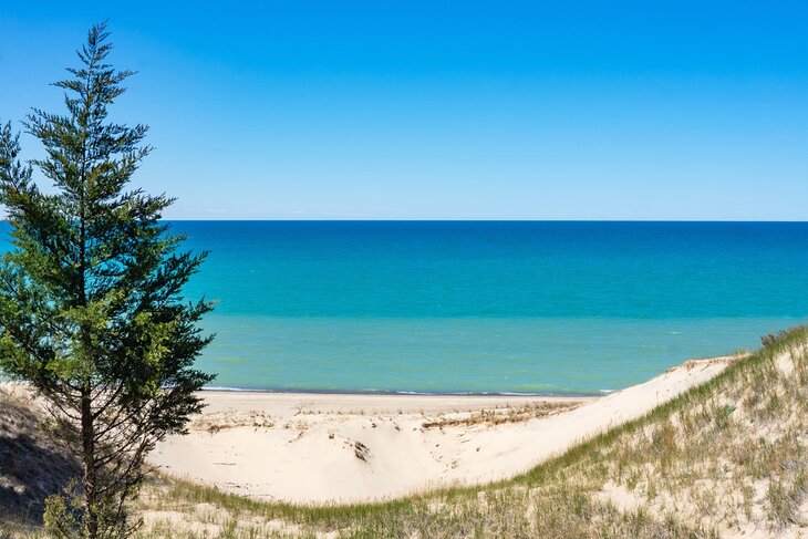 Indiana Dunes State Park on the shores of Lake Michigan