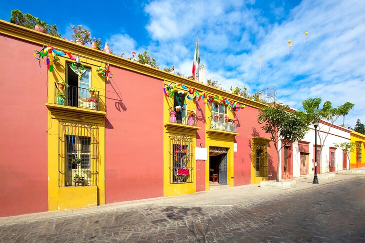 Colorful buildings in Oaxaca, Mexico