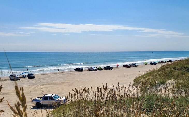 Vehicles on the beach at Buxton