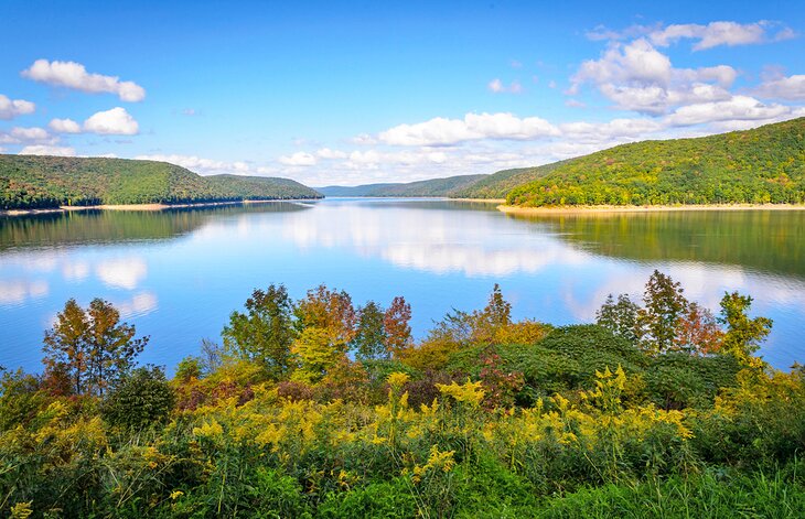 Kinzua Lake, also known as the Allegheny Reservoir in Pennsylvania