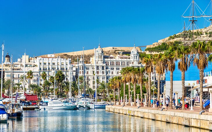 Promenade along the marina in Alicante, Spain