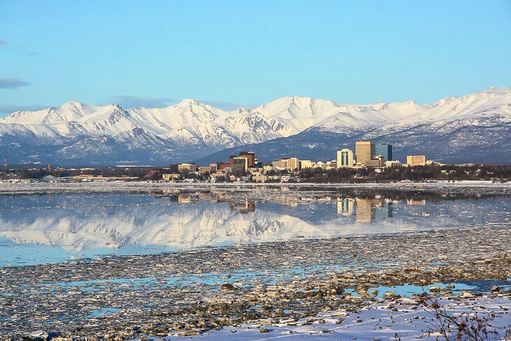 Anchorage skyline with the Chugach Mountains