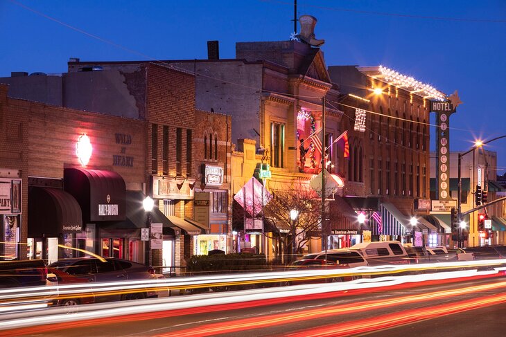 Whiskey Row in downtown Prescott in the evening