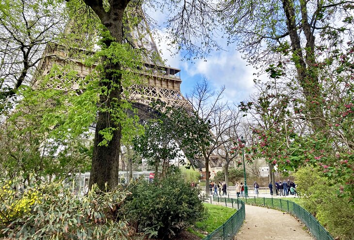 Garden around the Eiffel Tower's esplanade