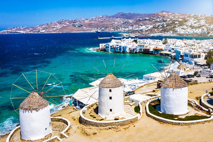 Windmills on Mykonos Island, Greece