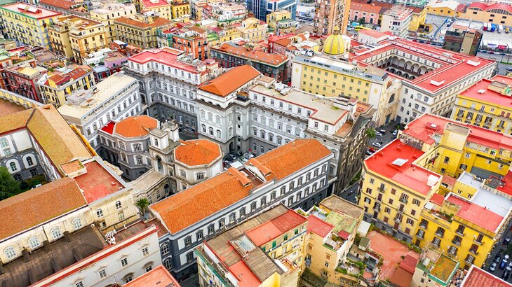 Aerial view of the historic center of Naples