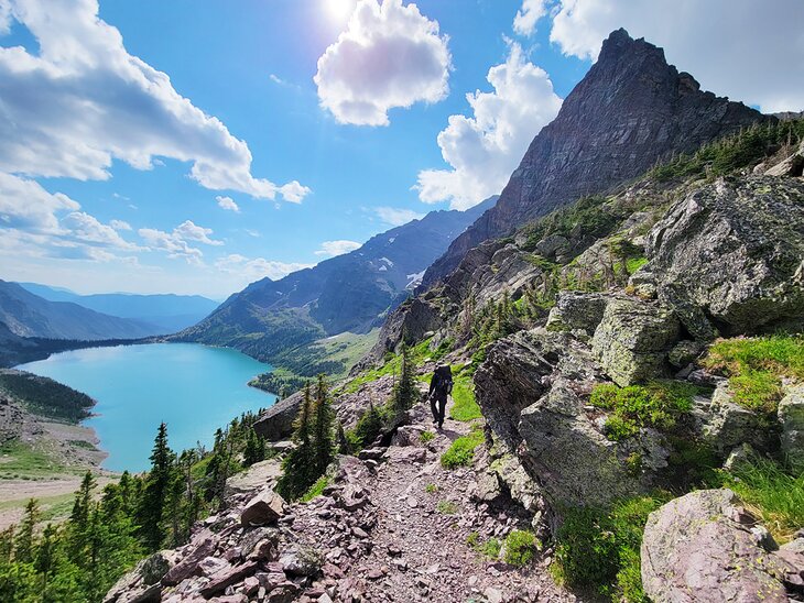 Gunsights Pass hiking trail in Glacier National Park