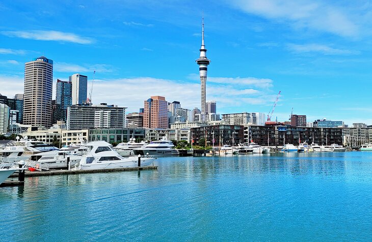Auckland's waterfront and Sky Tower