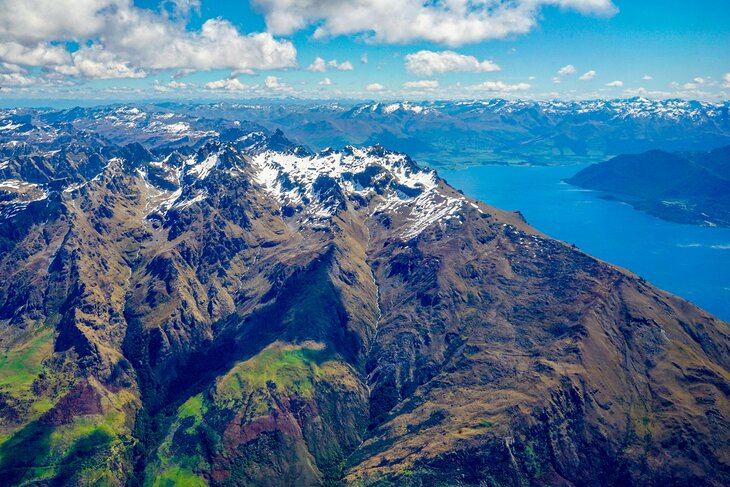 View flying over the Southern Alps near Queenstown