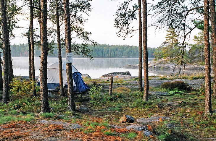 Authors Michael and Lana Law's tent at a site in Ontario