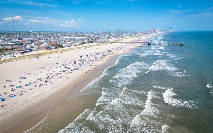 Aerial view of the beach at Ocean City, New Jersey