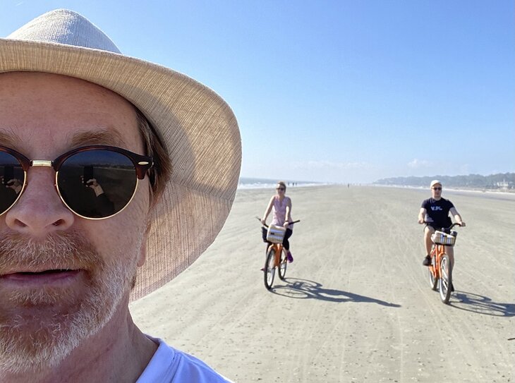 Author Bryan Dearsley biking on Hilton Head