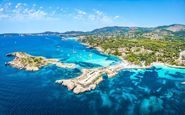 Aerial view of Cala Xinxell, Illetas, Mallorca island, Spain