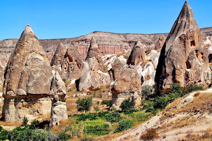 Mushroom-shaped mountains in Cappadocia
