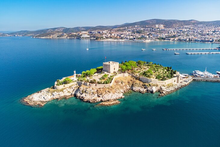 Aerial view of Kusadasi Castle, Pigeon Island, Turkey