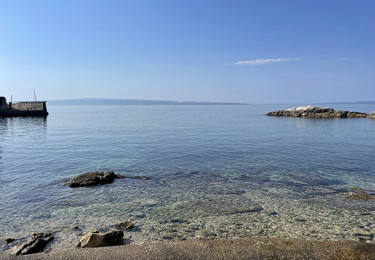 View from shore at Ježinac Beach