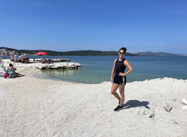 Author Meagan Drilinger on Okrug Gornji Beach