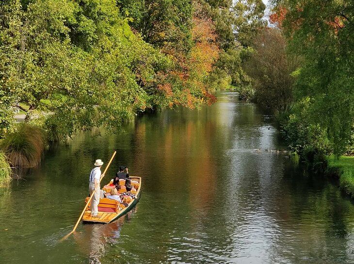Punting on the Avon River in Christchurch