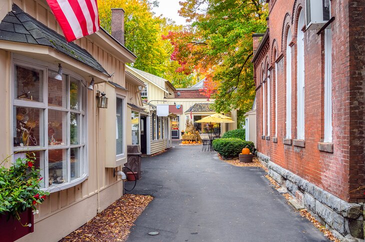 Shops along an alley in Stockbridge, Massachusetts