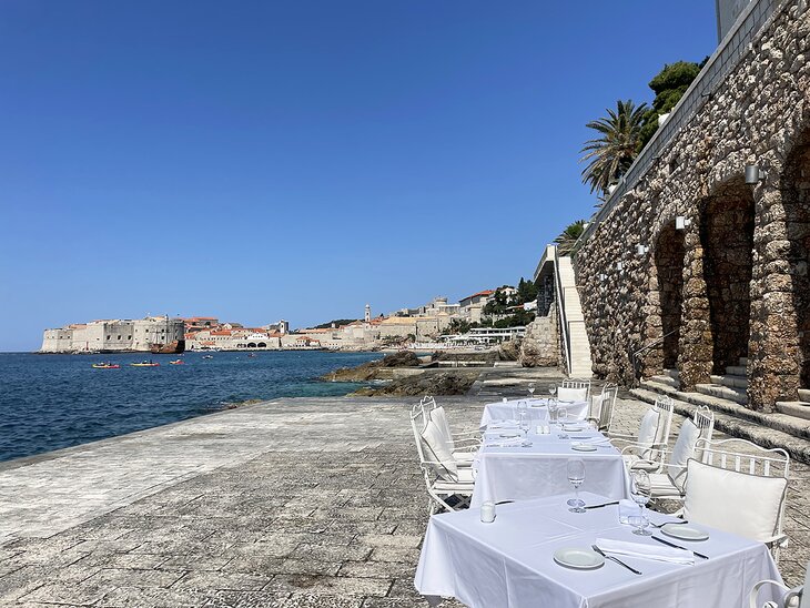 Tables on the terrace at Hotel Excelsior