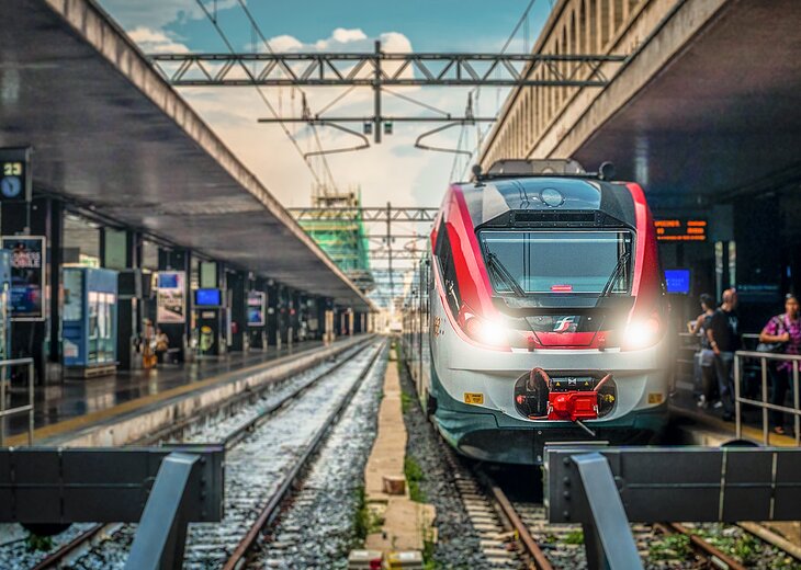 A passenger train in Rome