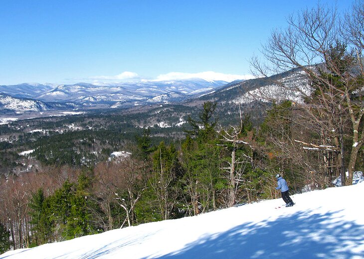 Author Barbara Radcliffe Rogers skiing in the White Mountains