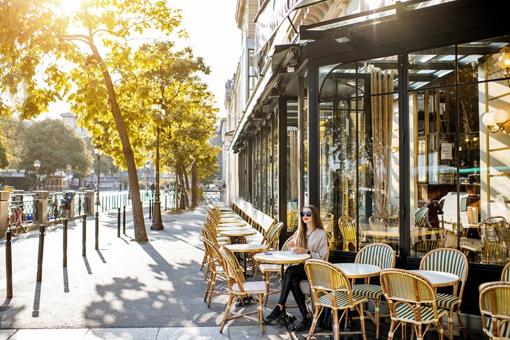 A woman at a café in Paris