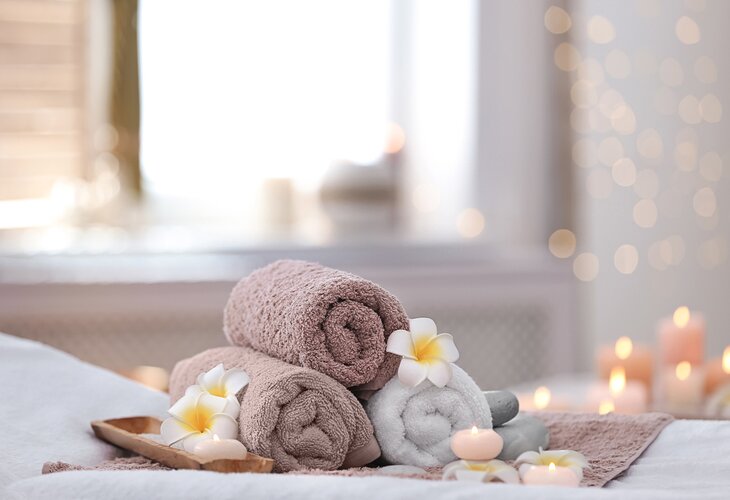 Towels at a spa center