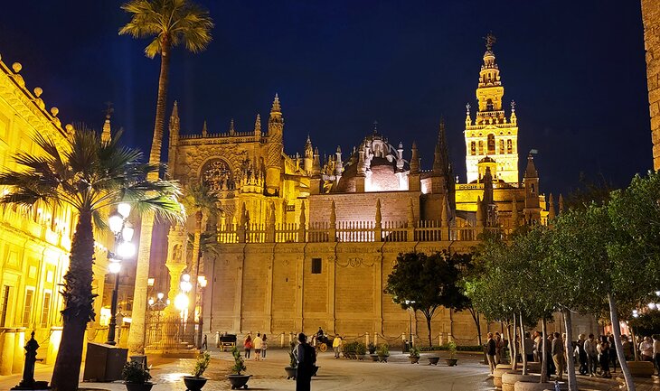 Seville Cathedral at night