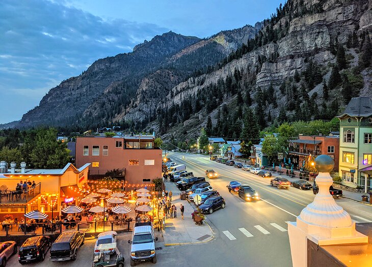 Evening view over Ouray in summer