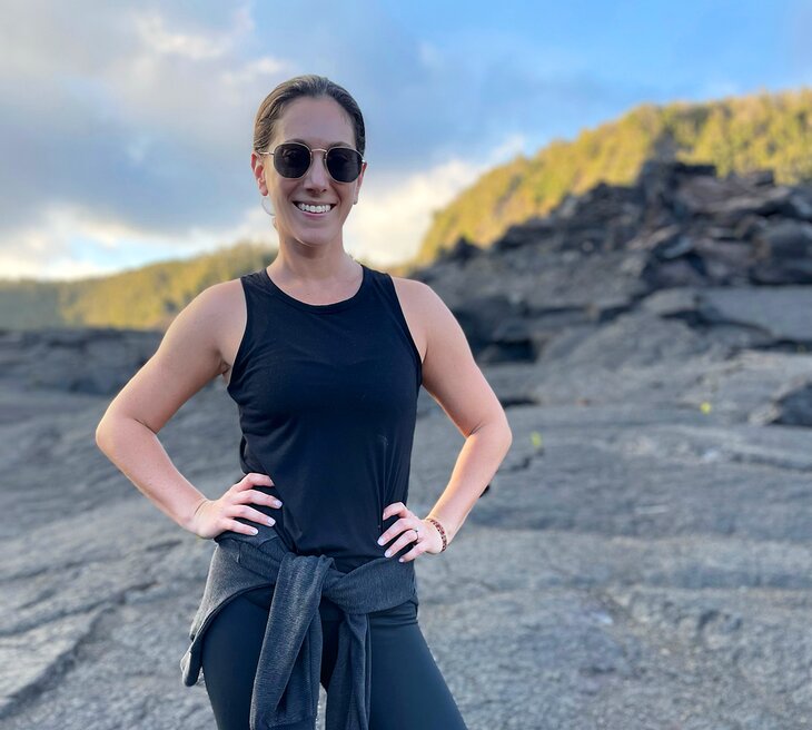 Author Meagan Drillinger in Hawai'i Volcanoes National Park