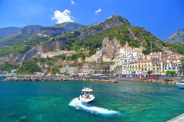 A boat near the town of Amalfi on the Amalfi Coast
