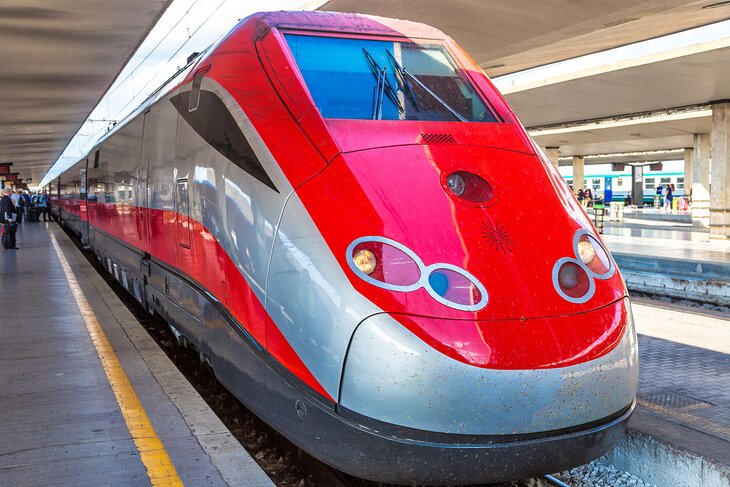 A train at the Santa Maria Novella train station in Florence 