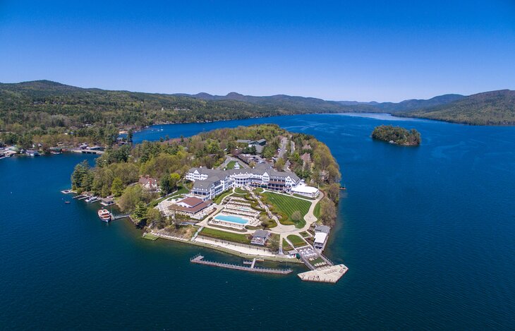 Aerial view of Bolton Landing, New York