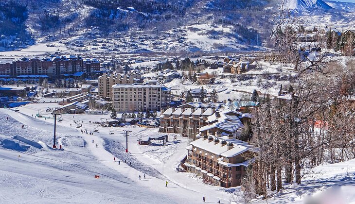 View over Steamboat Springs from the slopes