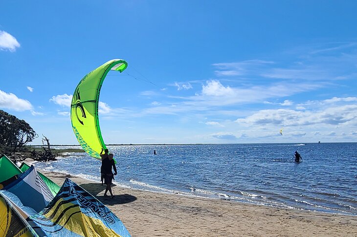 Launching a kite in the Outer Banks