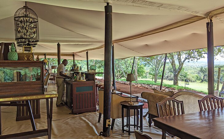 Common area at Cottar's 1920s Safari Camp