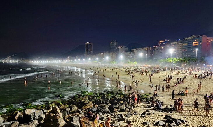 Copacabana Beach at night