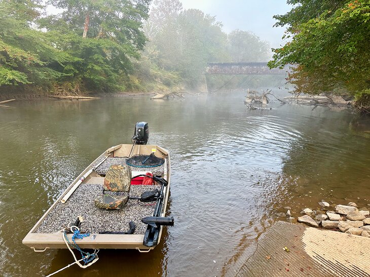 Fishing boat on the French Broad River