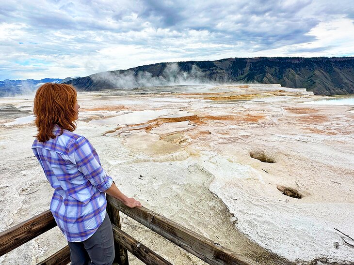 Author Anietra Hamper at Canary Springs, Mammoth Hot Springs