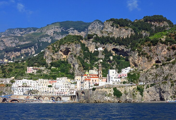 The Amalfi Coast seen from a boat