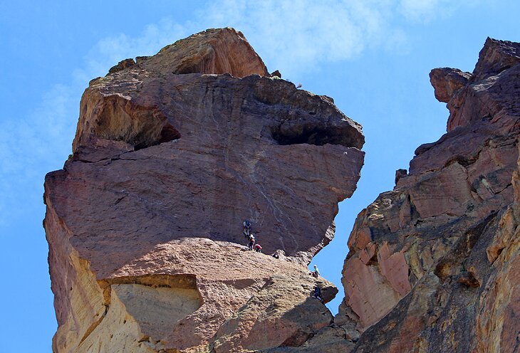 Climbers on Monkey Face in Smith Rock State Park