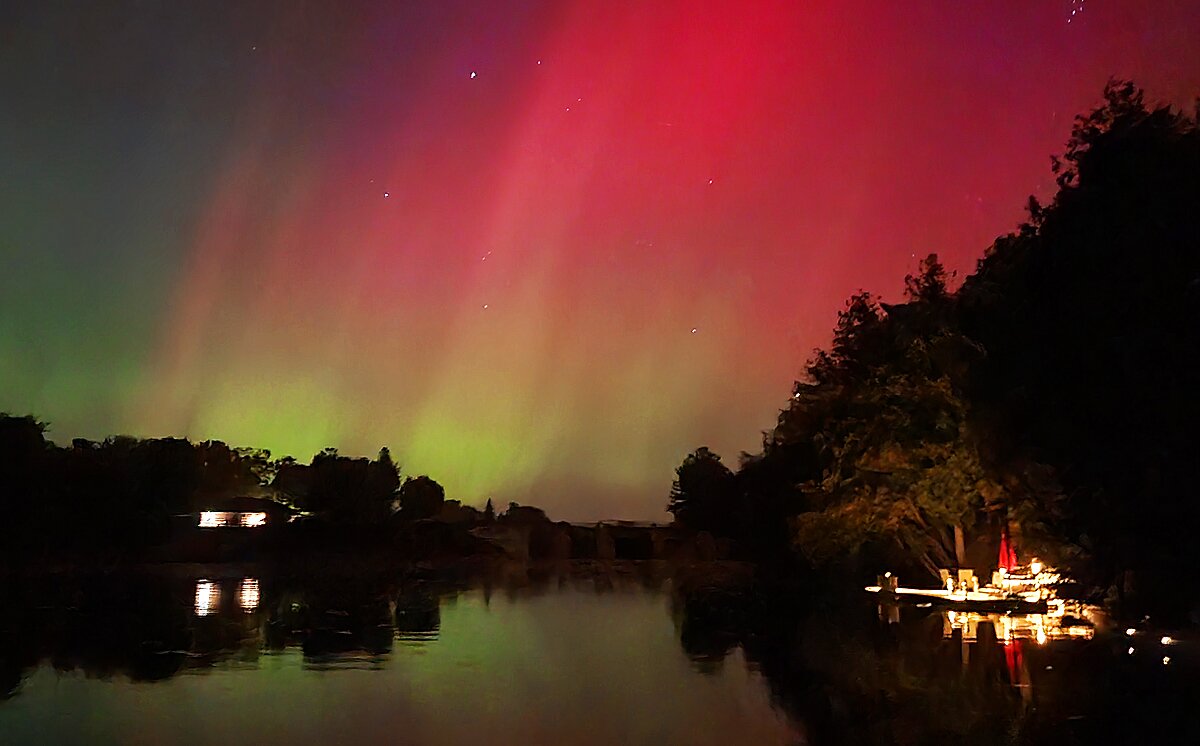 Northern Lights over the Talbot River on the Trent Severn Waterway